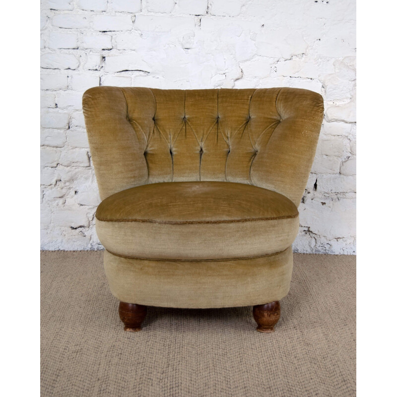 Vintage Club Chairs in Mohair Velvet 1950