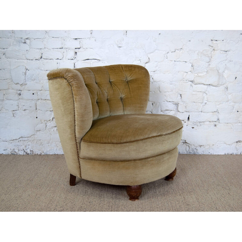 Vintage Club Chairs in Mohair Velvet 1950