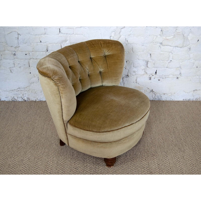 Vintage Club Chairs in Mohair Velvet 1950