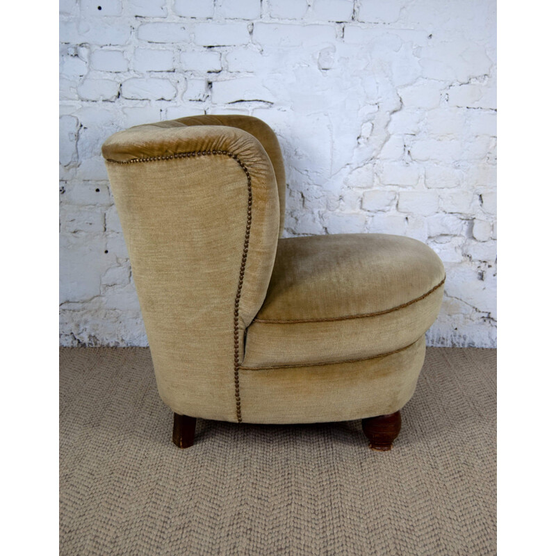 Vintage Club Chairs in Mohair Velvet 1950