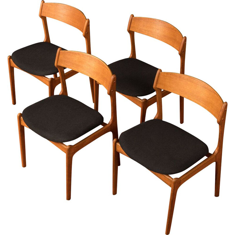 Ensemble vintage de 4 chaises à repas par O.D. Møbler 1950