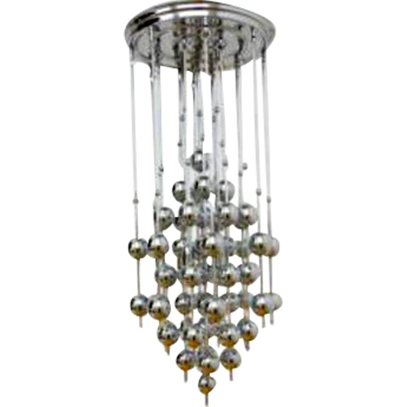 Vintage "Ball" chromed metal suspension lamp by Verner PANTON, 1970