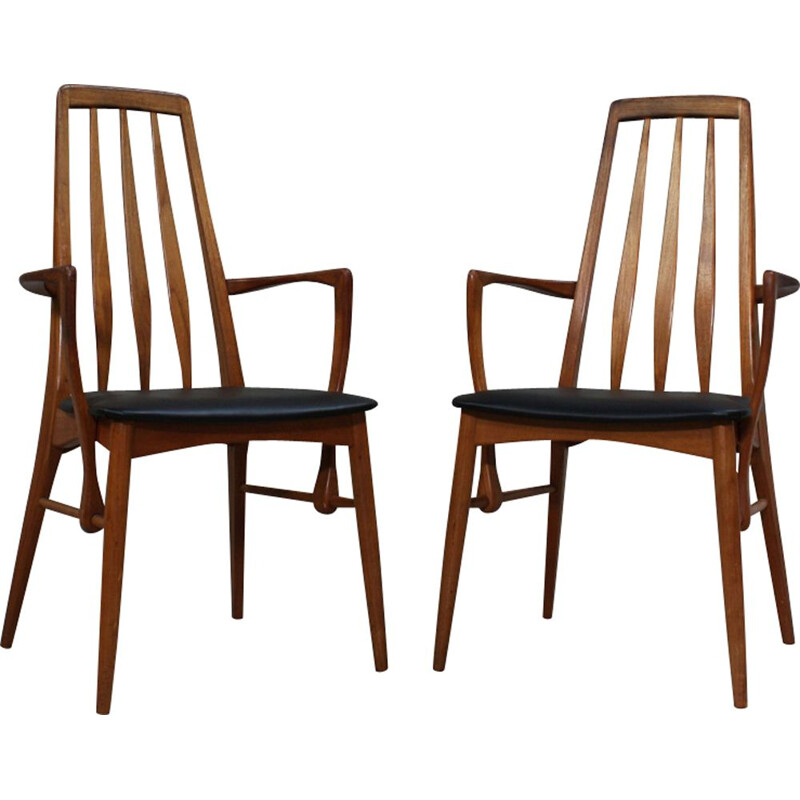 Pair of vintage Eva dining chairs by Niels Kofoed for Koefoeds Mobelfabrik, 1960s