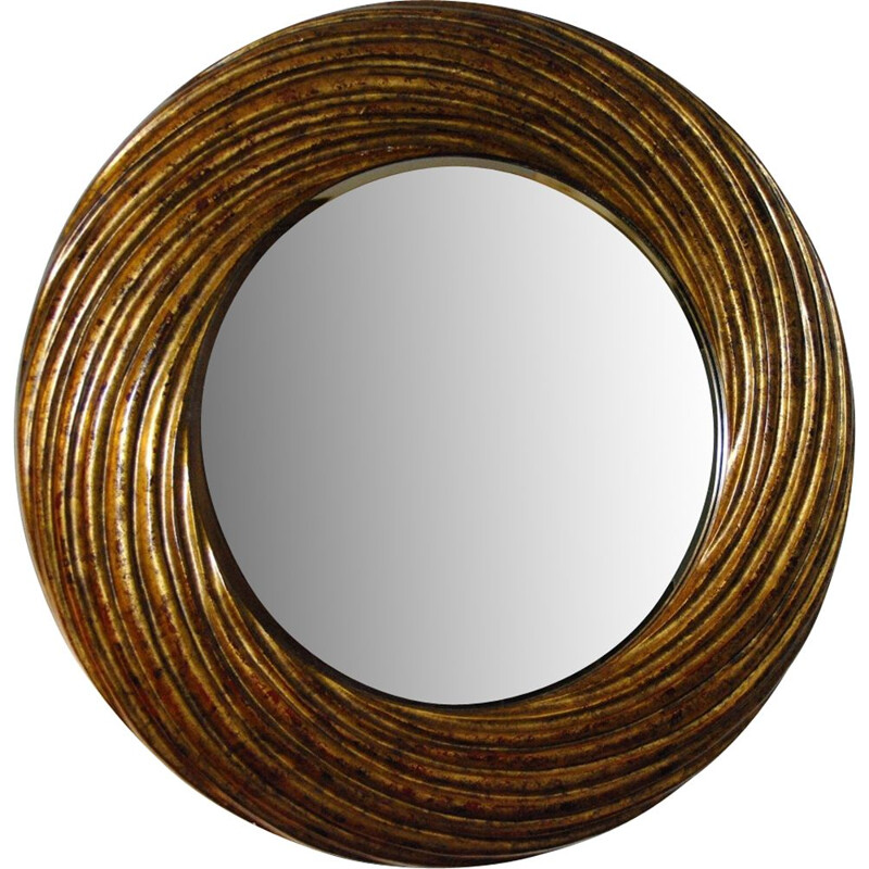 Vintage resin mirror with patina, 1970