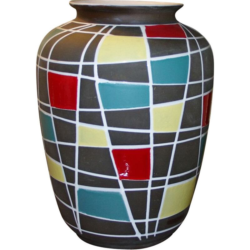 Vintage colored ceramic vase by Scheurich, German 1950
