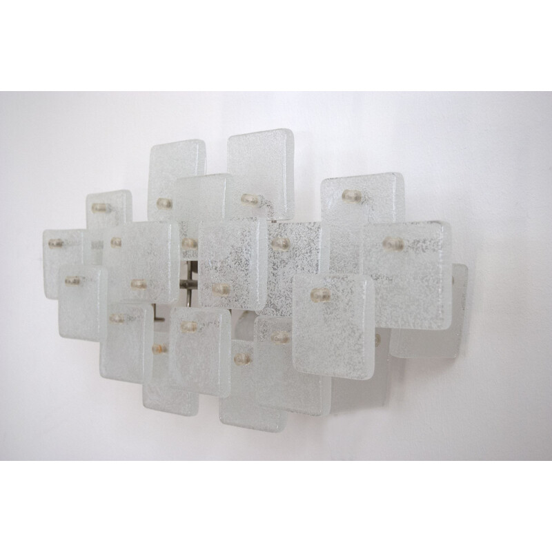 Vintage Ice Glass Wall Lamp by Kalmar Franken 1960s