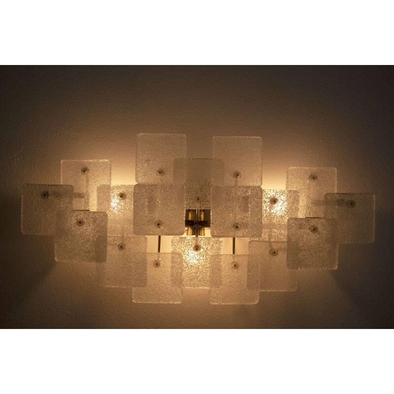 Vintage Ice Glass Wall Lamp by Kalmar Franken 1960s