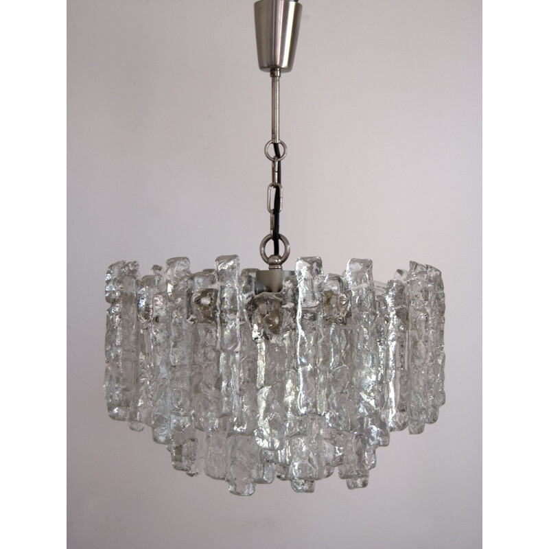 Vintage Ice Glass Pendant Lamp by JT Kalmar for Kalmar Franken AG 