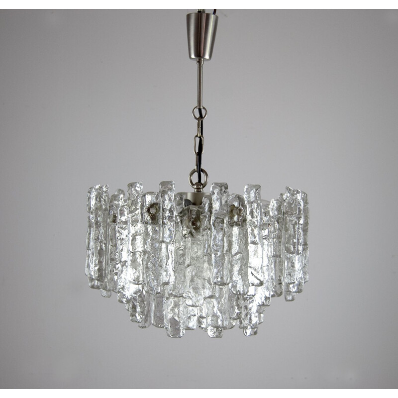 Vintage Ice Glass Pendant Lamp by JT Kalmar for Kalmar Franken AG 