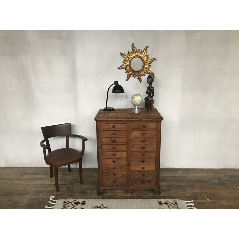 Vintage fir wood cabinet with drawers