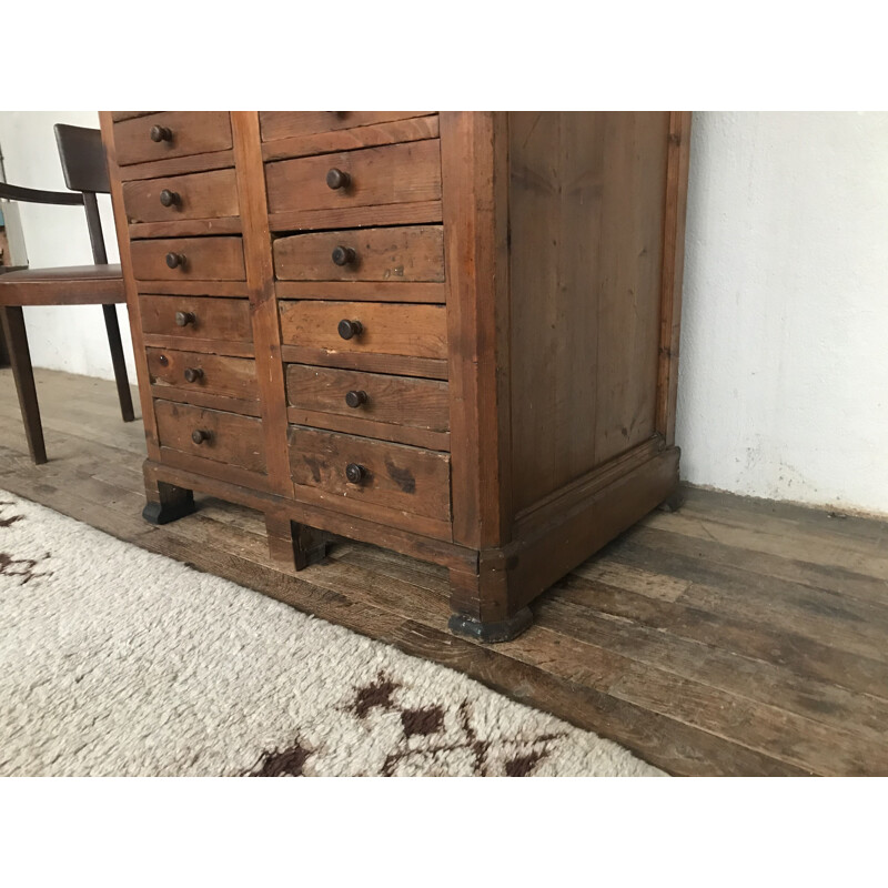 Vintage fir wood cabinet with drawers