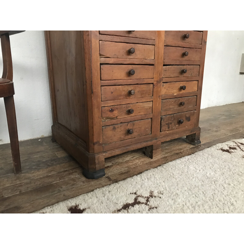 Vintage fir wood cabinet with drawers