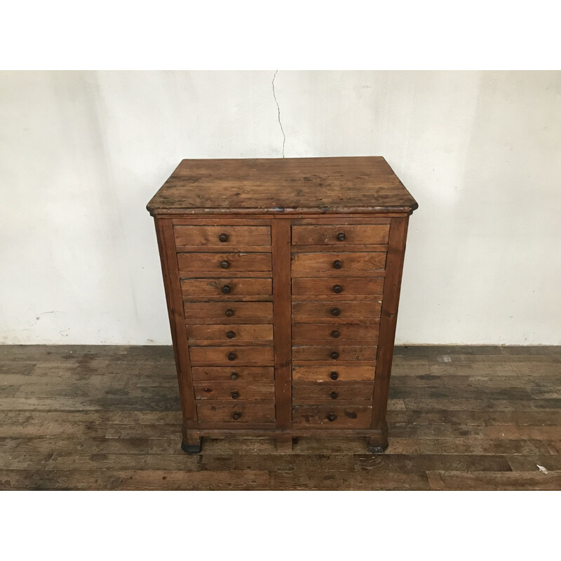 Vintage fir wood cabinet with drawers