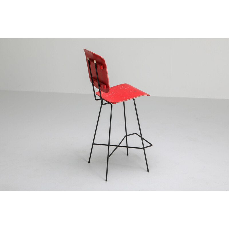 Vintage Dutch modernist hight chair by Coen De Vries, 1950s