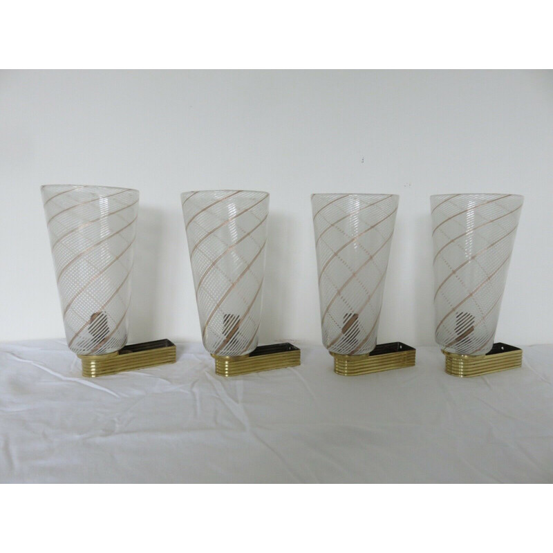 Serie de 4 appliques vintage "Barovier & Toso" en verre de murano 1957