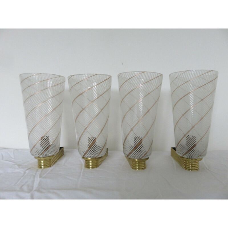 Set of 4 vintage wall lights "Barovier & Toso" in Murano glass 1957