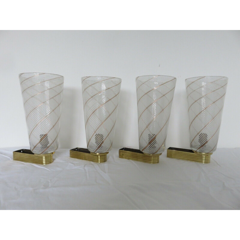 Serie de 4 appliques vintage "Barovier & Toso" en verre de murano 1957