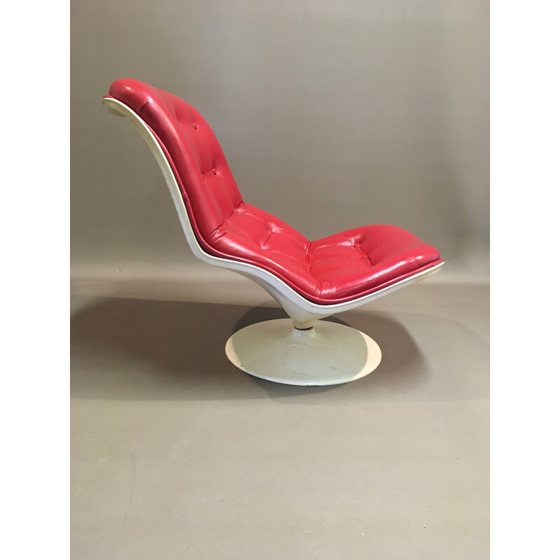 Leather swivel rocking chair by Georges-Charles Van Rijck for Beaufort 1971