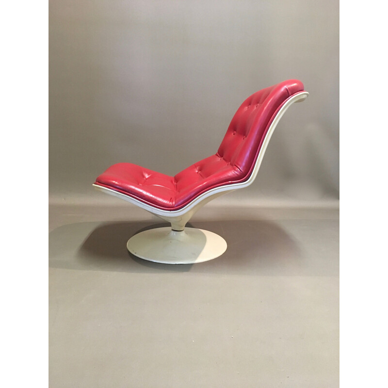 Fauteuil pivotant à bascule en cuir par Georges-Charles Van Rijck pour Beaufort 1971