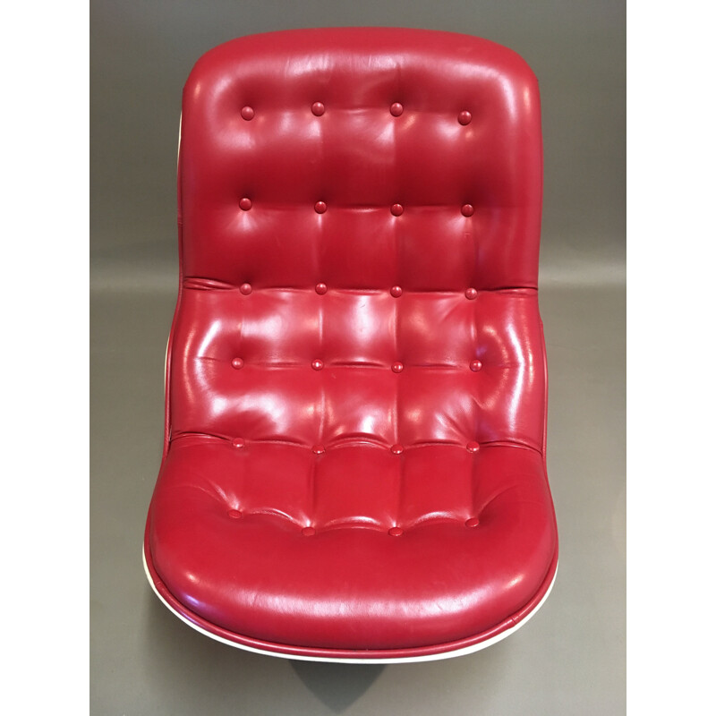 Leather swivel rocking chair by Georges-Charles Van Rijck for Beaufort 1971