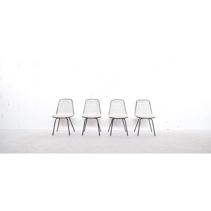 Set of 4 vintage chairs by Jean Louis Bonnant, 1950