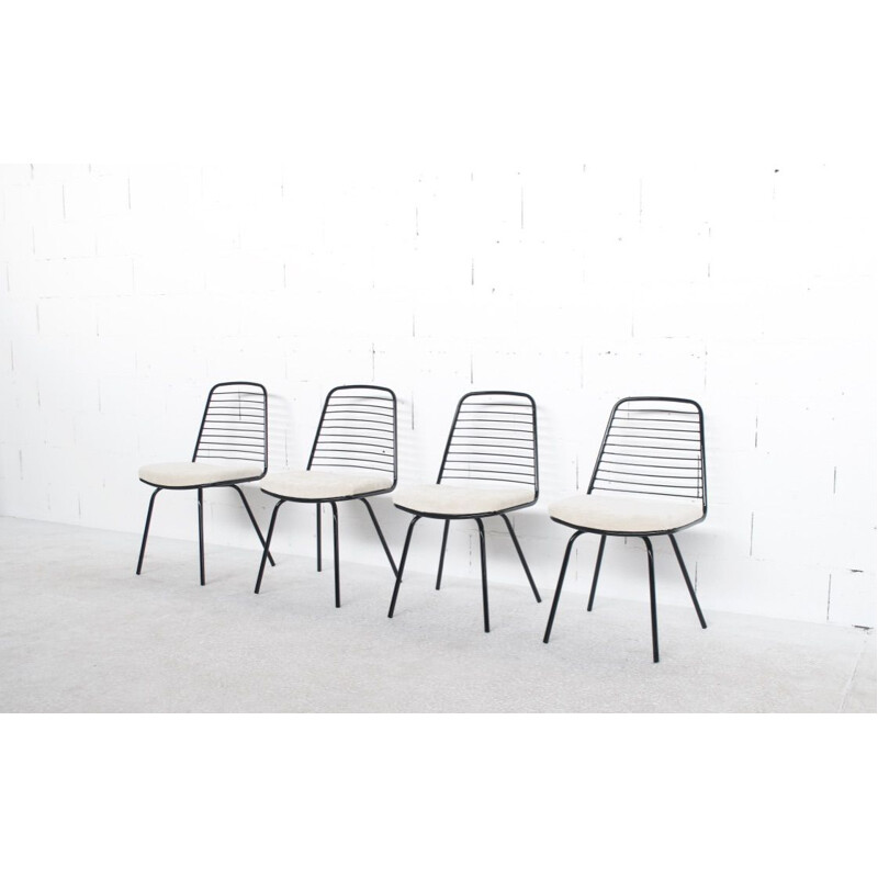 Set of 4 vintage chairs by Jean Louis Bonnant, 1950