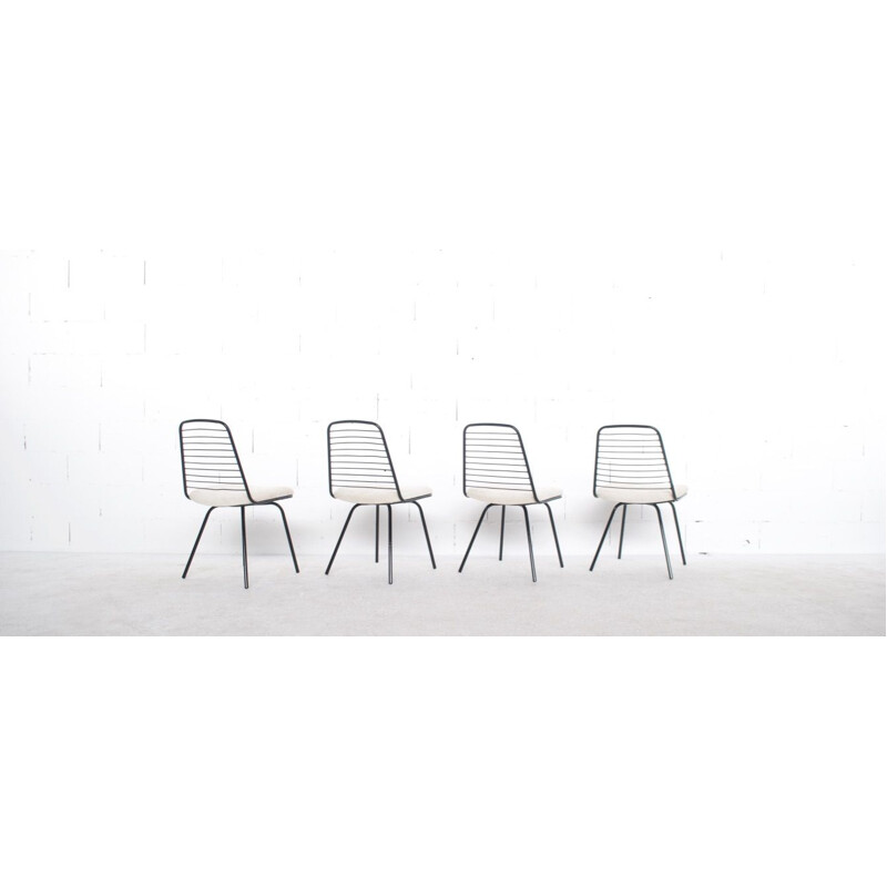 Set of 4 vintage chairs by Jean Louis Bonnant, 1950