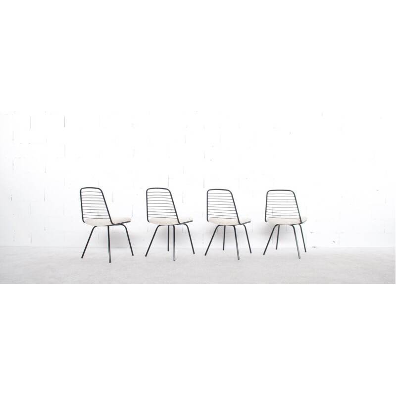 Suite de 4 chaises vintage par Jean Louis Bonnant, 1950