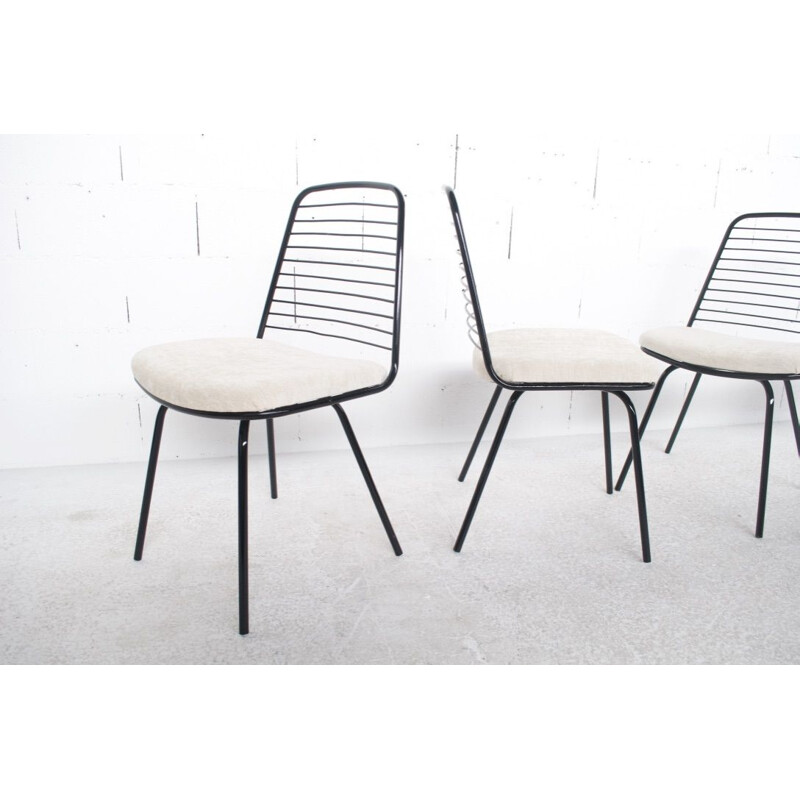 Set of 4 vintage chairs by Jean Louis Bonnant, 1950