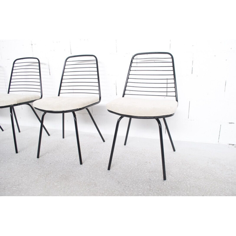 Set of 4 vintage chairs by Jean Louis Bonnant, 1950