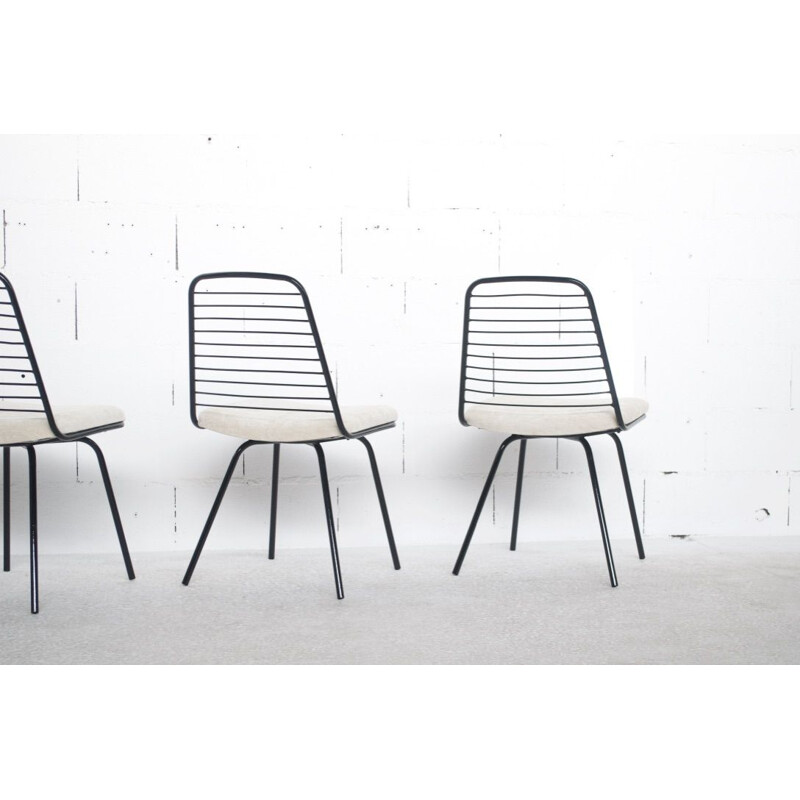 Set of 4 vintage chairs by Jean Louis Bonnant, 1950