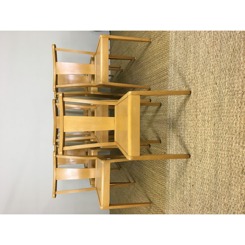 Set of 10 Stella Solid Beech Chairs 1960 