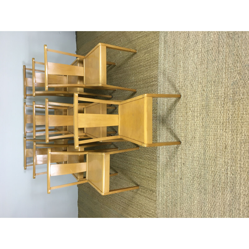 Set of 10 Stella Solid Beech Chairs 1960 