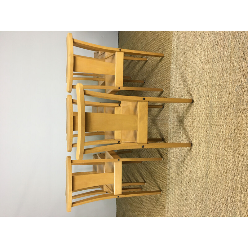 Set of 10 Stella Solid Beech Chairs 1960 