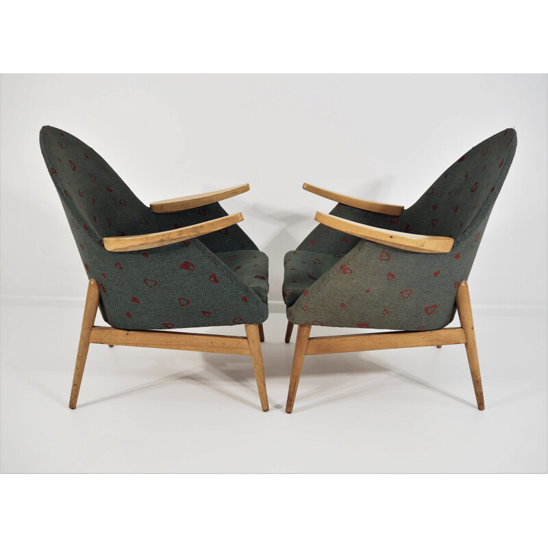 Pair of vintage beechwood armchairs, 1970s