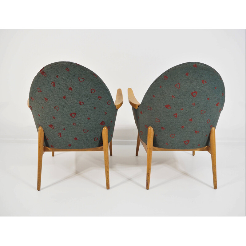 Pair of vintage beechwood armchairs, 1970s