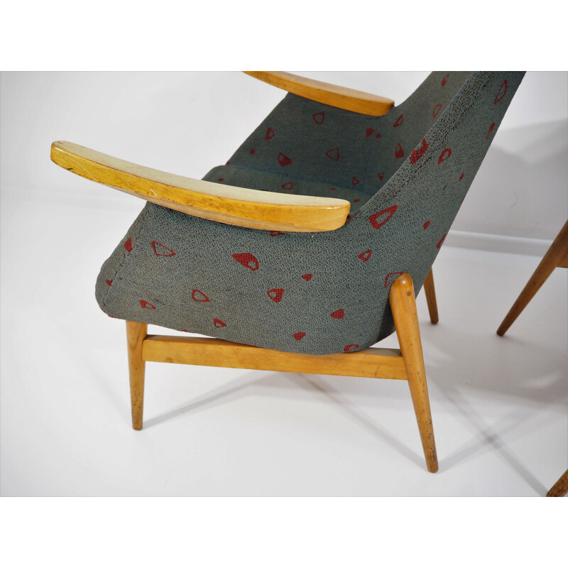 Pair of vintage beechwood armchairs, 1970s