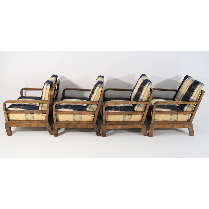 Ensemble de 4 fauteuils Art Déco vintage, 1940
