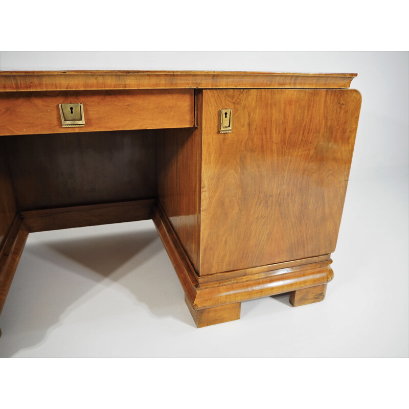 Vintage Art Deco Walnut Desk, 1940s