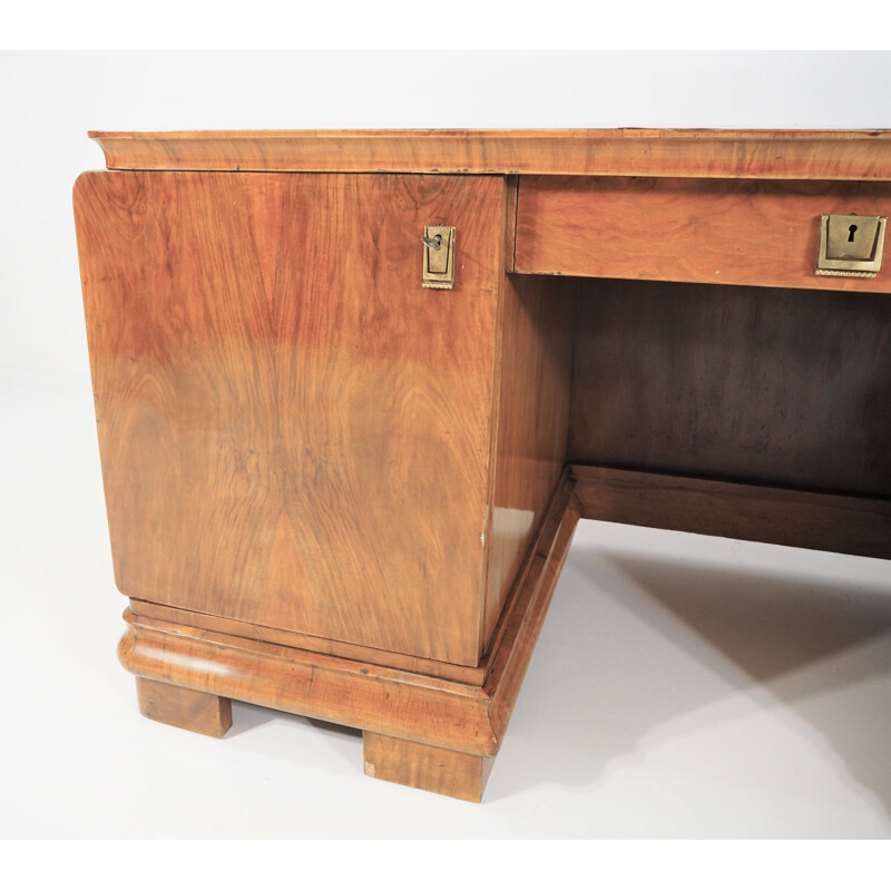 Vintage Art Deco Walnut Desk, 1940s