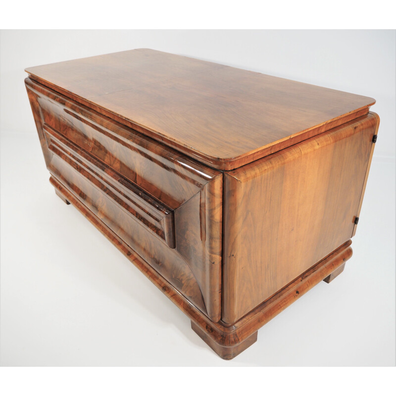 Vintage Art Deco Walnut Desk, 1940s