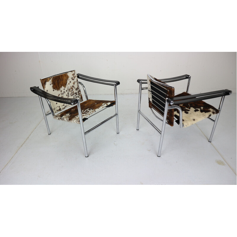 Pair of Pony Skin Armchairs Model, LC1 by Le Corbusier for Cassina, 1970s Italy