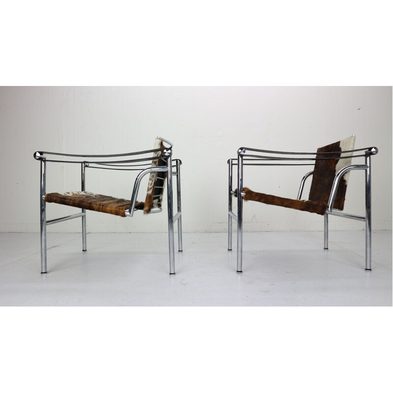 Pair of Pony Skin Armchairs Model, LC1 by Le Corbusier for Cassina, 1970s Italy