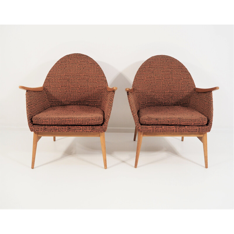 Pair of Vintage Beechwood armchairs 1970