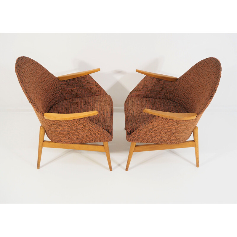 Pair of Vintage Beechwood armchairs 1970