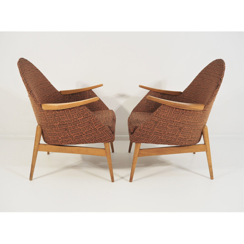 Pair of Vintage Beechwood armchairs 1970