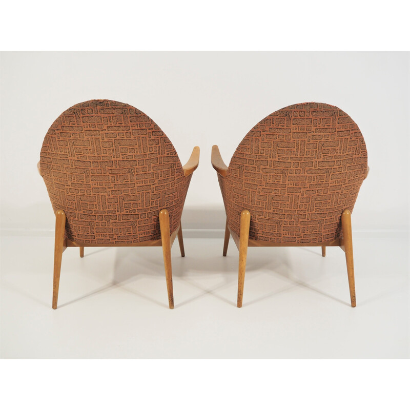Pair of Vintage Beechwood armchairs 1970