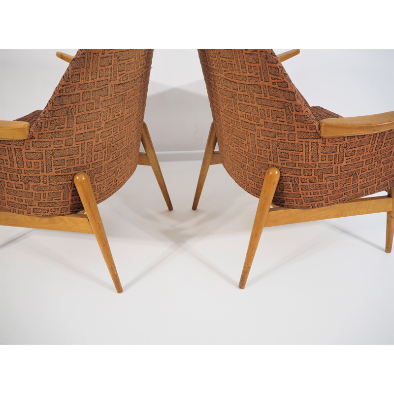 Pair of Vintage Beechwood armchairs 1970