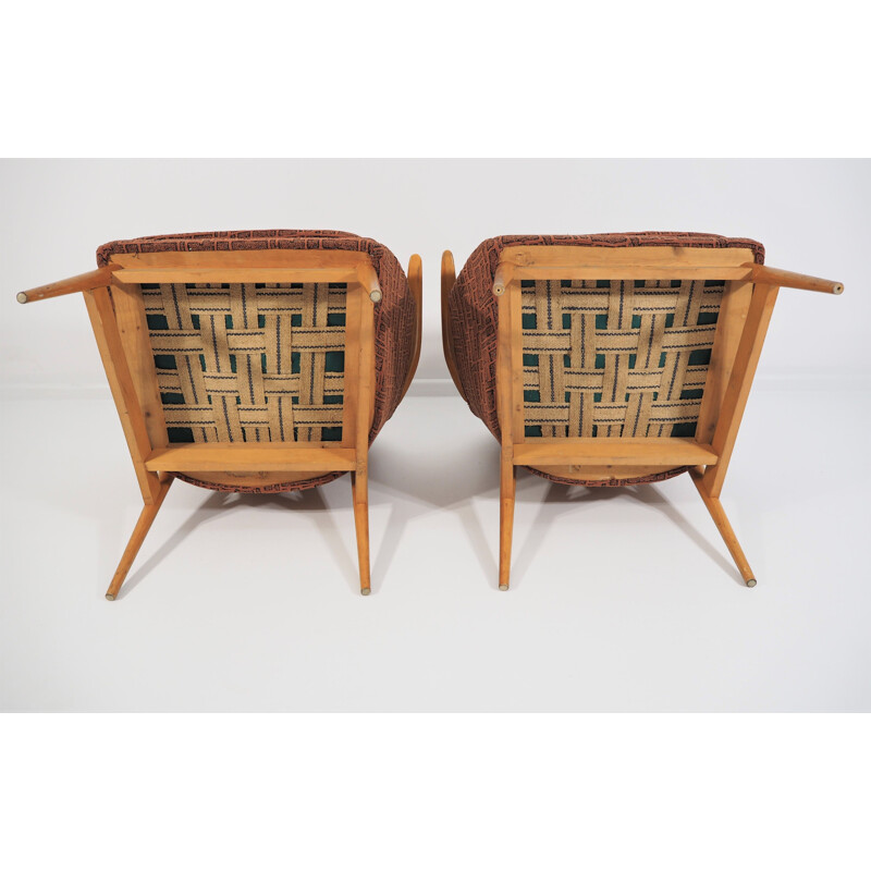 Pair of Vintage Beechwood armchairs 1970