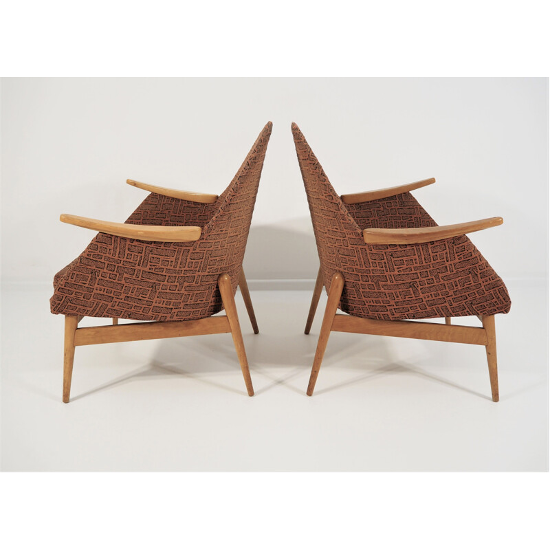 Pair of Vintage Beechwood armchairs 1970